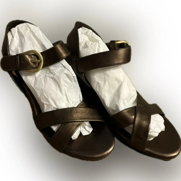 Cole Haan Leather Buckle Strappy Platform Wedge Shoes NWOT - Picture 1 of 8